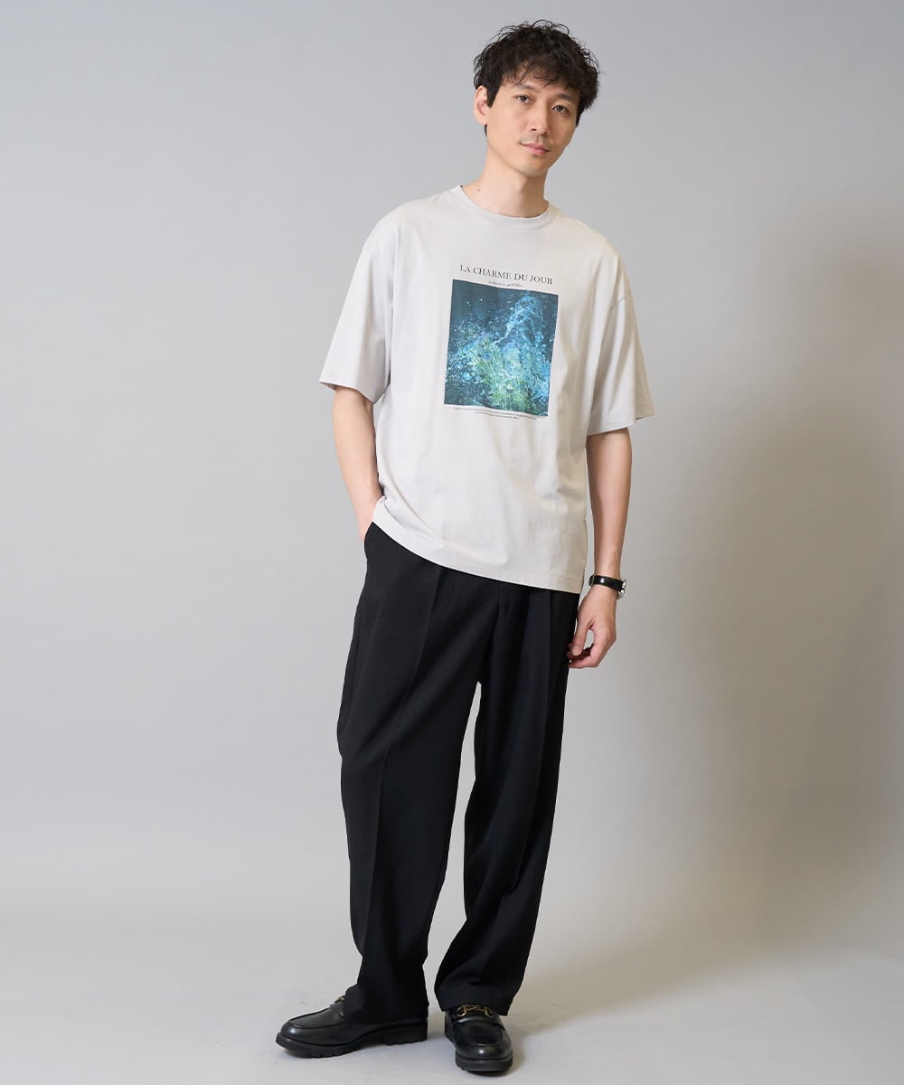 KHKHA11044 a.v.v MEN(アー・ヴェ・ヴェ) 【接触冷感】フォトグラファーコラボワイドシルエットカットソー　HIDEYUKI SUTO ブラック