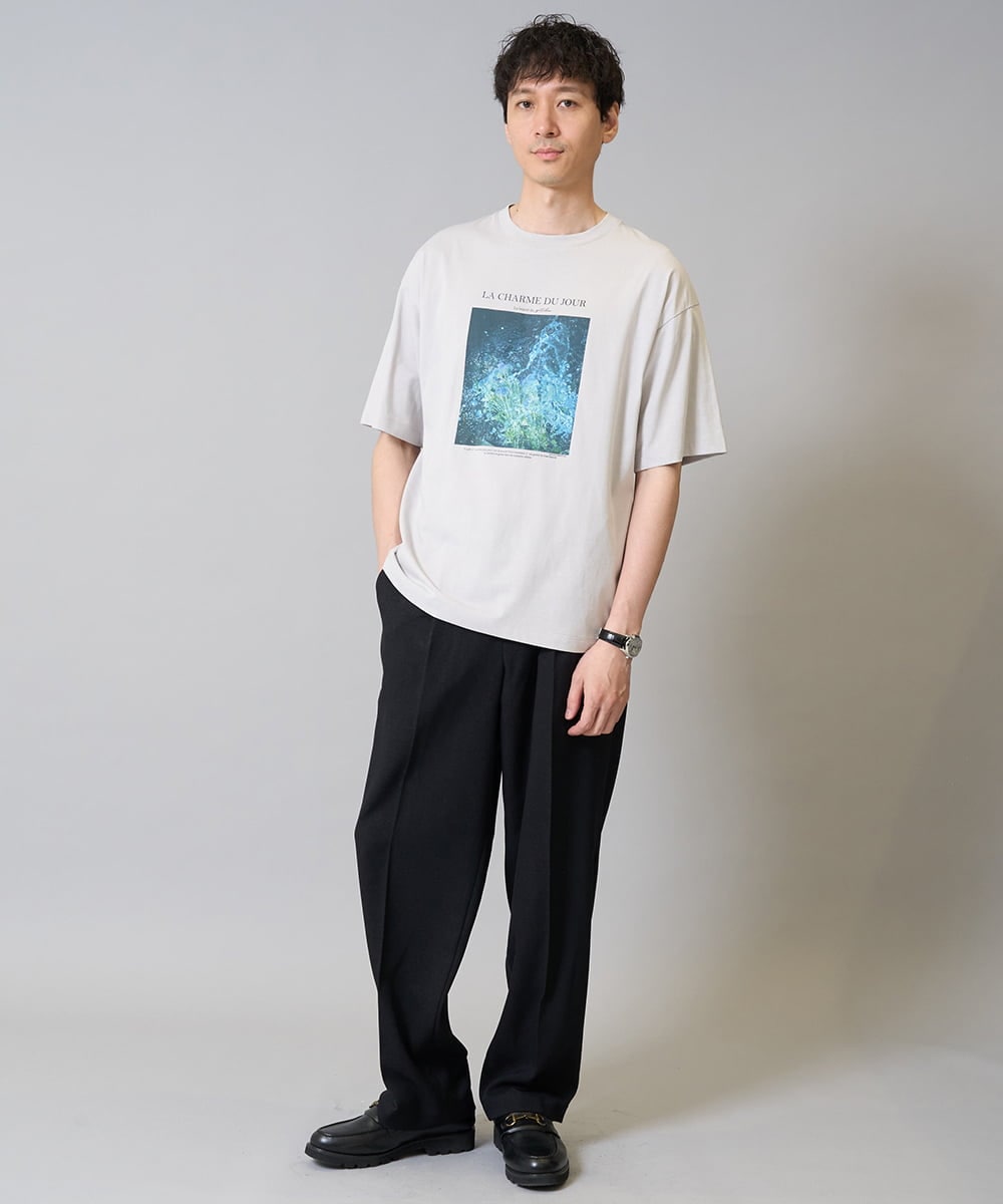 KHKHA11044 a.v.v MEN(アー・ヴェ・ヴェ) 【接触冷感】フォトグラファーコラボワイドシルエットカットソー　HIDEYUKI SUTO ブラック