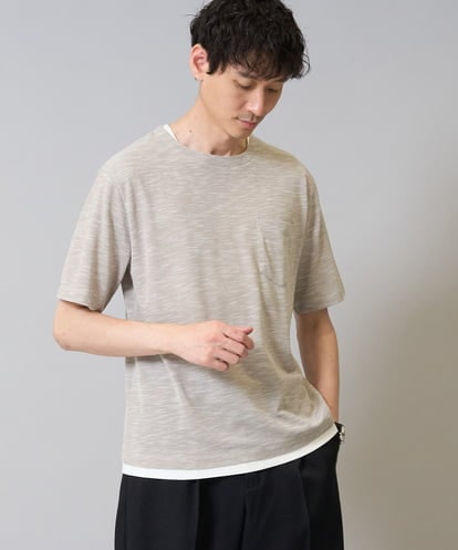 KHKHA35044 a.v.v MEN 【イージーケア/速乾/接触冷感] スラブメランジフェイクレイヤードカットソー