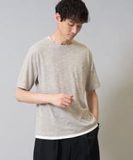 KHKHA35044 a.v.v MEN(アー・ヴェ・ヴェ) 【イージーケア/速乾/接触冷感] スラブメランジフェイクレイヤードカットソー ベージュ