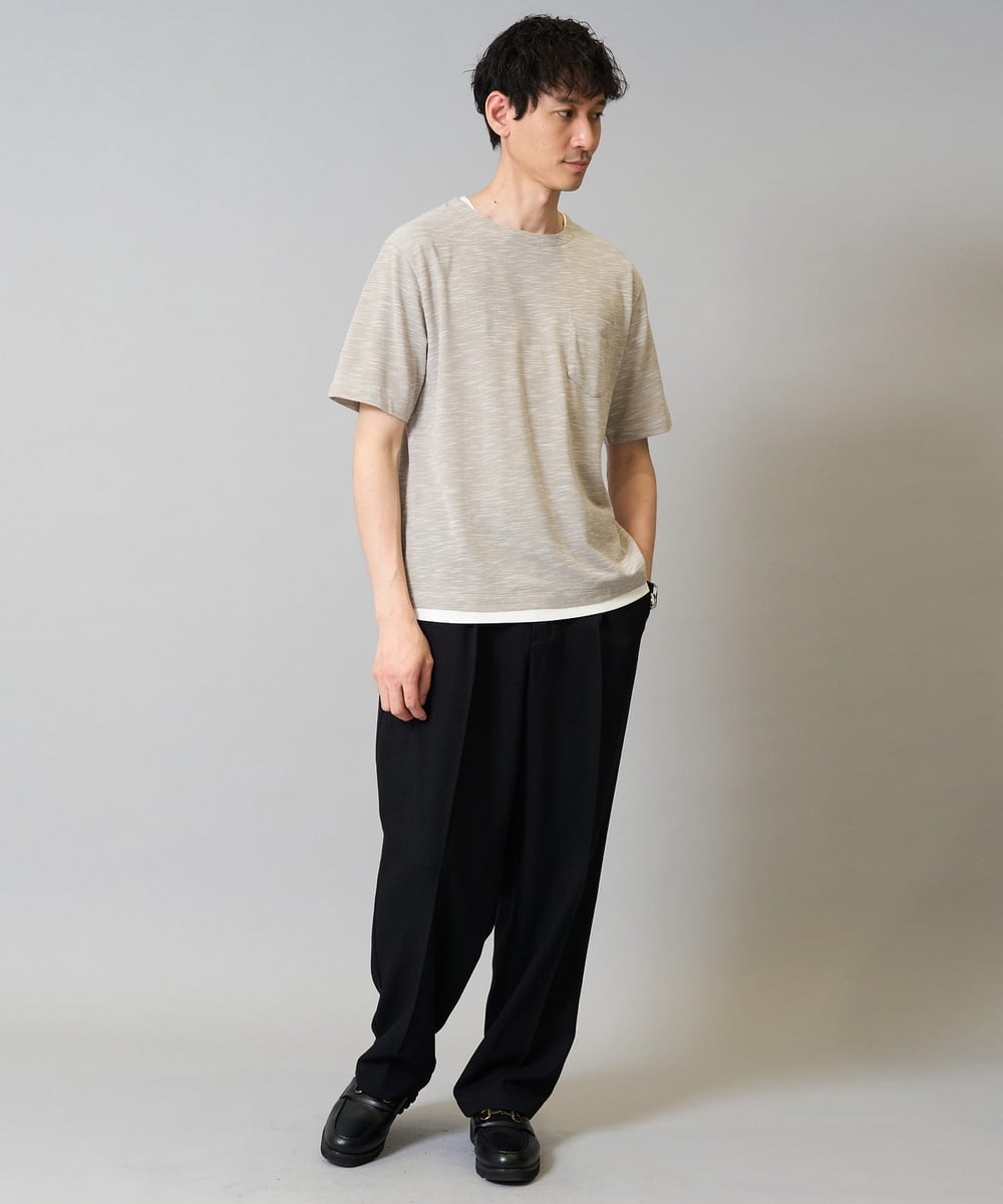 KHKHA35044 a.v.v MEN(アー・ヴェ・ヴェ) 【イージーケア/速乾/接触冷感] スラブメランジフェイクレイヤードカットソー ダークグレー