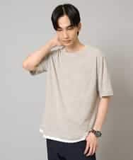 KHKHA35044 a.v.v MEN(アー・ヴェ・ヴェ) 【イージーケア/速乾/接触冷感] スラブメランジフェイクレイヤードカットソー ベージュ