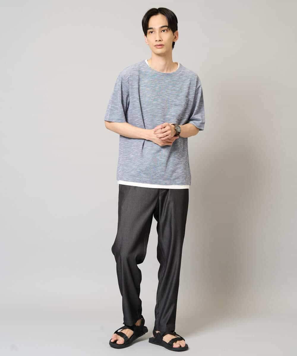 KHKHA35044 a.v.v MEN(アー・ヴェ・ヴェ) 【イージーケア/速乾/接触冷感] スラブメランジフェイクレイヤードカットソー ダークグレー