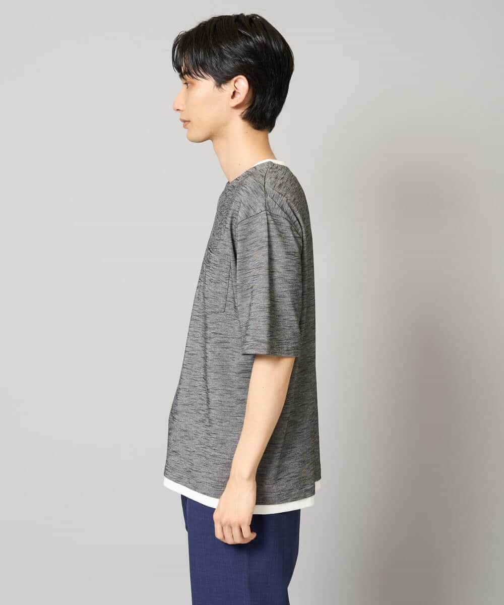 KHKHA35044 a.v.v MEN(アー・ヴェ・ヴェ) 【イージーケア/速乾/接触冷感] スラブメランジフェイクレイヤードカットソー ダークグレー