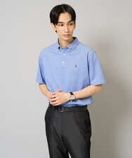 KHKHA45044 a.v.v MEN(アー・ヴェ・ヴェ) 【接触冷感】ボタンダウン カノコポロシャツ ワンポイント刺繍入り【イージーケア/毛玉になりにくい】 ブルー