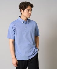KHKHA45044 a.v.v MEN(アー・ヴェ・ヴェ) 【接触冷感】ボタンダウン カノコポロシャツ ワンポイント刺繍入り【イージーケア/毛玉になりにくい】 ブルー