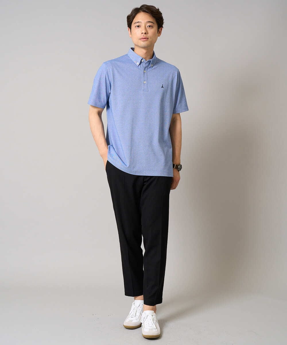KHKHA45044 a.v.v MEN(アー・ヴェ・ヴェ) 【接触冷感】ボタンダウン カノコポロシャツ ワンポイント刺繍入り【イージーケア/毛玉になりにくい】 ブラウン