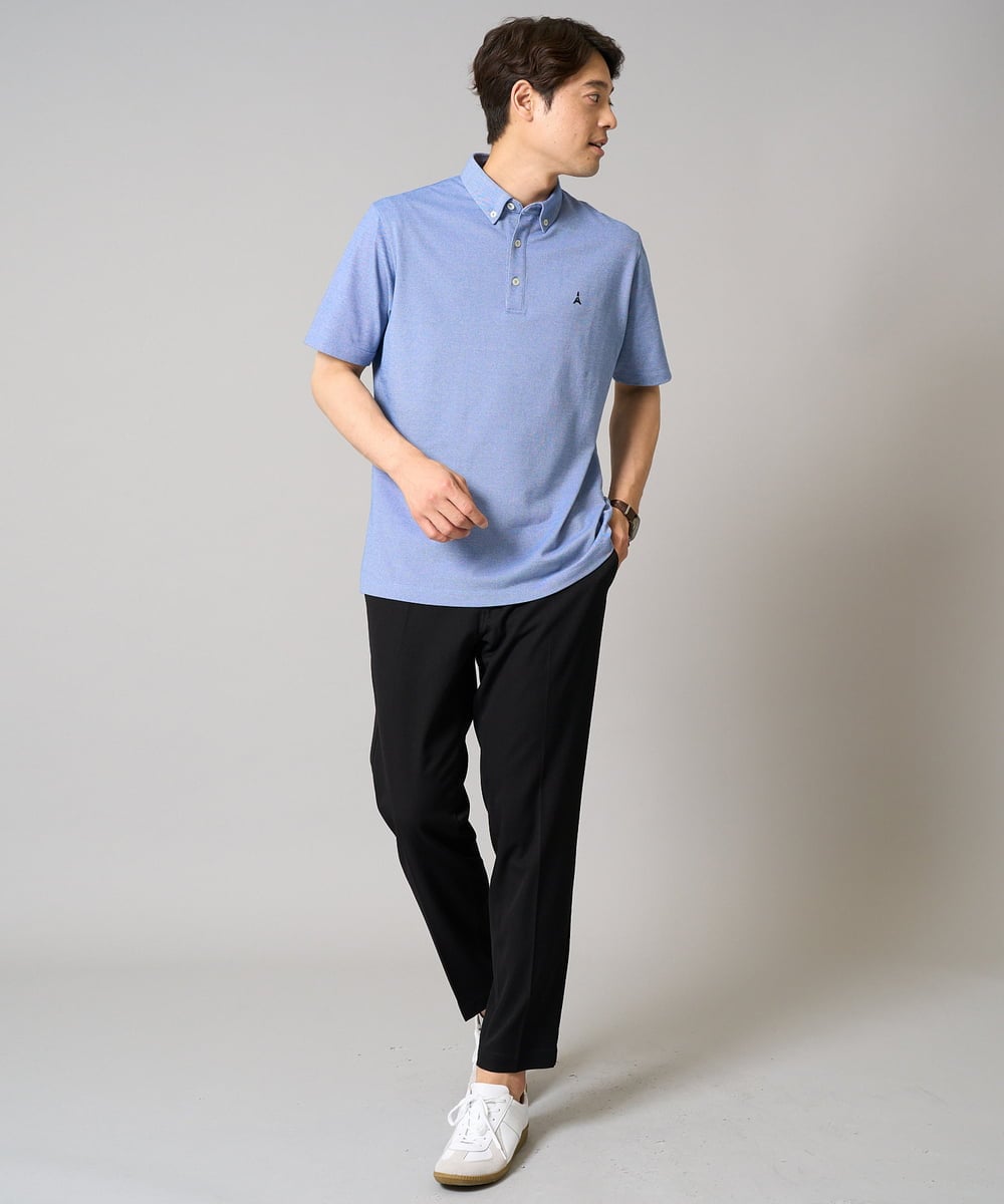KHKHA45044 a.v.v MEN(アー・ヴェ・ヴェ) 【接触冷感】ボタンダウン カノコポロシャツ ワンポイント刺繍入り【イージーケア/毛玉になりにくい】 ブラウン