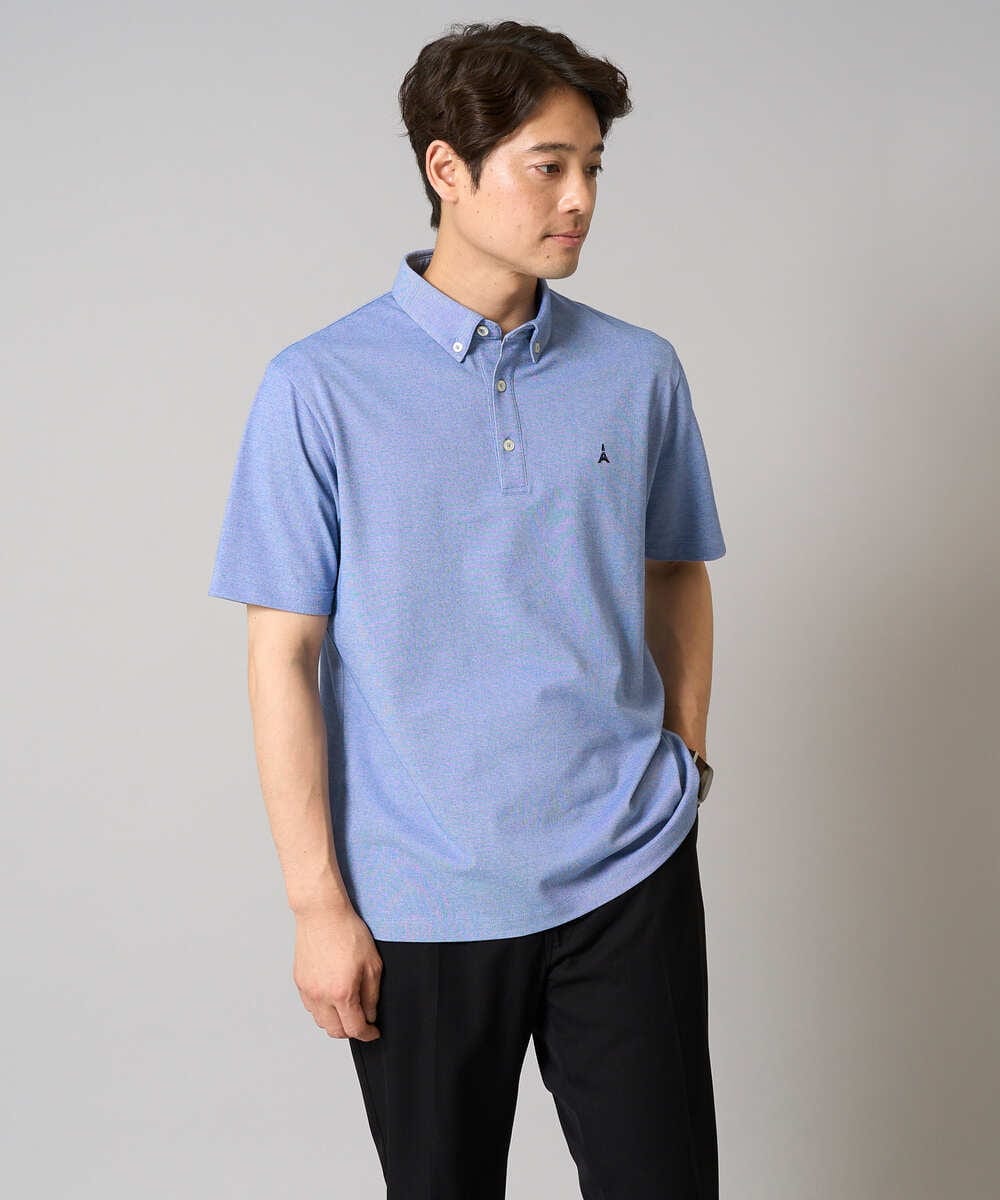 KHKHA45044 a.v.v MEN(アー・ヴェ・ヴェ) 【接触冷感】ボタンダウン カノコポロシャツ ワンポイント刺繍入り【イージーケア/毛玉になりにくい】 ブラウン