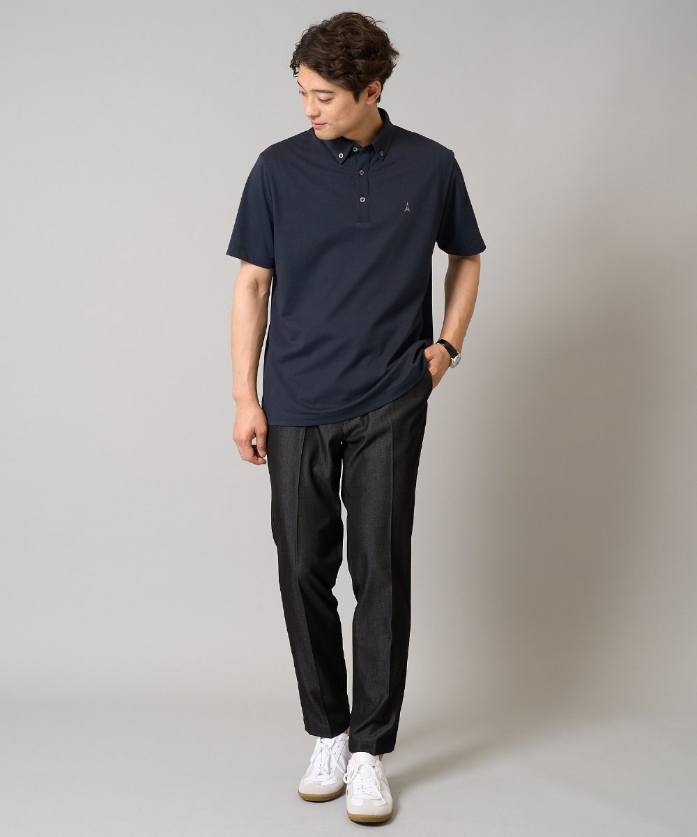 KHKHA45044 a.v.v MEN(アー・ヴェ・ヴェ) 【接触冷感】ボタンダウン カノコポロシャツ ワンポイント刺繍入り【イージーケア/毛玉になりにくい】 ブラウン