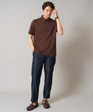KHKHA45044 a.v.v MEN(アー・ヴェ・ヴェ) 【接触冷感】ボタンダウン カノコポロシャツ ワンポイント刺繍入り【イージーケア/毛玉になりにくい】 ブラウン