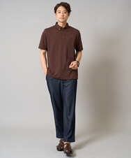 KHKHA45044 a.v.v MEN(アー・ヴェ・ヴェ) 【接触冷感】ボタンダウン カノコポロシャツ ワンポイント刺繍入り【イージーケア/毛玉になりにくい】 ブラウン