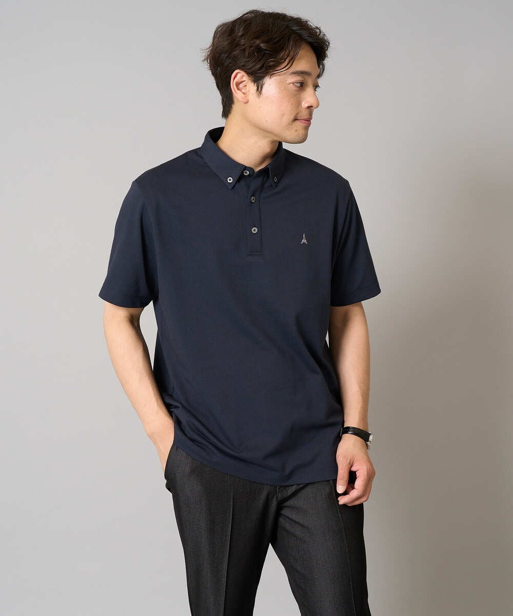 KHKHA45044 a.v.v MEN(アー・ヴェ・ヴェ) 【接触冷感】ボタンダウン カノコポロシャツ ワンポイント刺繍入り【イージーケア/毛玉になりにくい】 ブラウン
