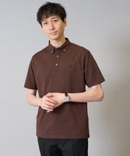KHKHA45044 a.v.v MEN(アー・ヴェ・ヴェ) 【接触冷感】ボタンダウン カノコポロシャツ ワンポイント刺繍入り【イージーケア/毛玉になりにくい】 ブラウン