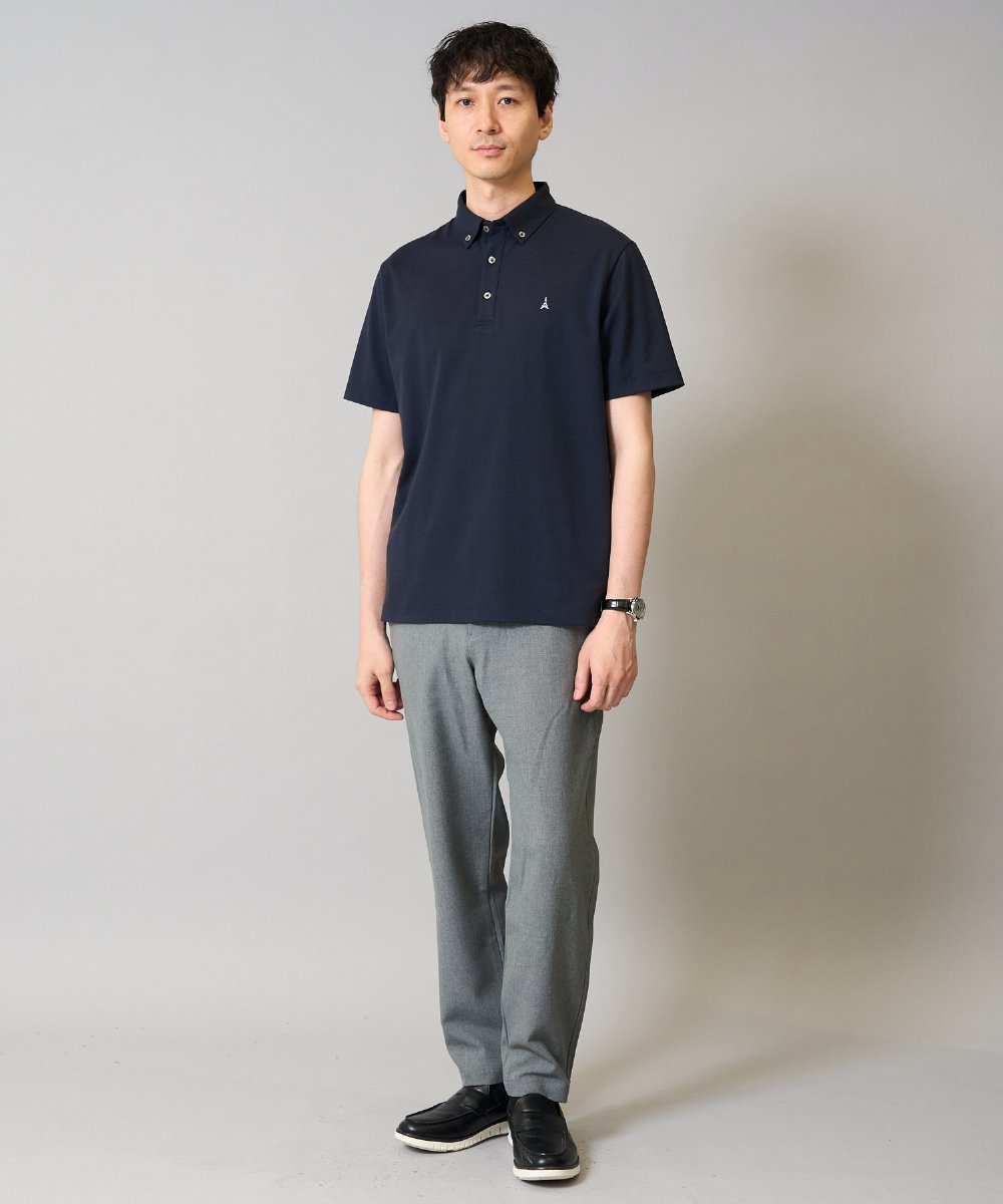KHKHA45044 a.v.v MEN(アー・ヴェ・ヴェ) 【接触冷感】ボタンダウン カノコポロシャツ ワンポイント刺繍入り【イージーケア/毛玉になりにくい】 ブラウン