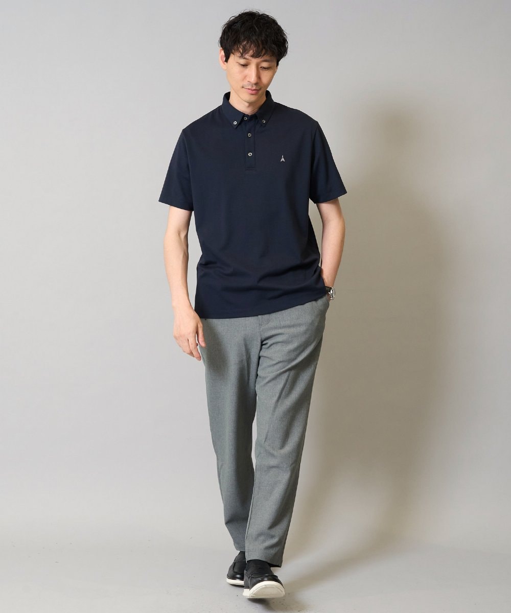 KHKHA45044 a.v.v MEN(アー・ヴェ・ヴェ) 【接触冷感】ボタンダウン カノコポロシャツ ワンポイント刺繍入り【イージーケア/毛玉になりにくい】 ブラウン