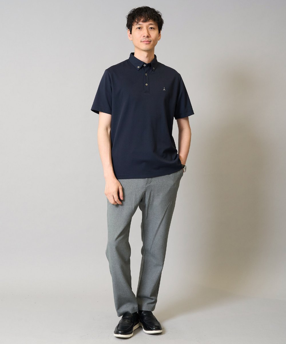 KHKHA45044 a.v.v MEN(アー・ヴェ・ヴェ) 【接触冷感】ボタンダウン カノコポロシャツ ワンポイント刺繍入り【イージーケア/毛玉になりにくい】 ブラウン