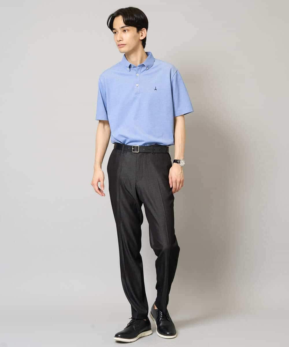 KHKHA45044 a.v.v MEN(アー・ヴェ・ヴェ) 【イージーケア/接触冷感/毛玉になりにくい】ワンポイント刺繍バーズアイポロシャツ ブラウン