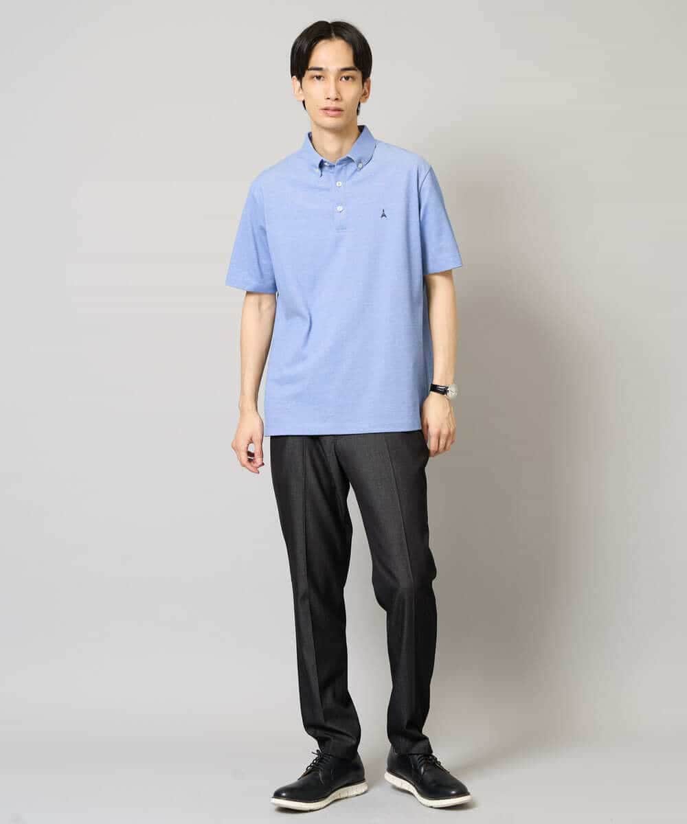 KHKHA45044 a.v.v MEN(アー・ヴェ・ヴェ) 【イージーケア/接触冷感/毛玉になりにくい】ワンポイント刺繍バーズアイポロシャツ ブラウン