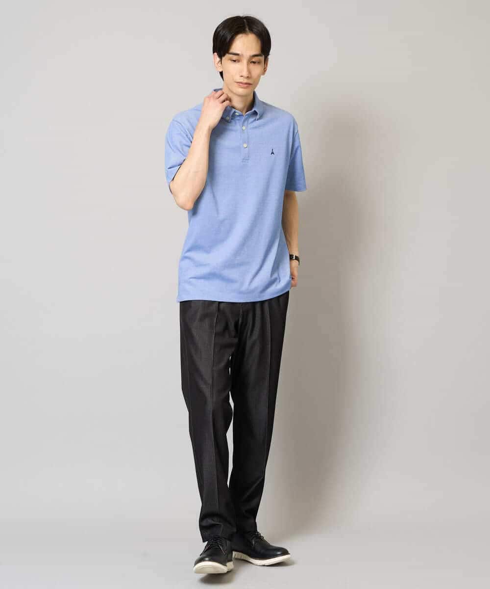 KHKHA45044 a.v.v MEN(アー・ヴェ・ヴェ) 【イージーケア/接触冷感/毛玉になりにくい】ワンポイント刺繍バーズアイポロシャツ ブラウン