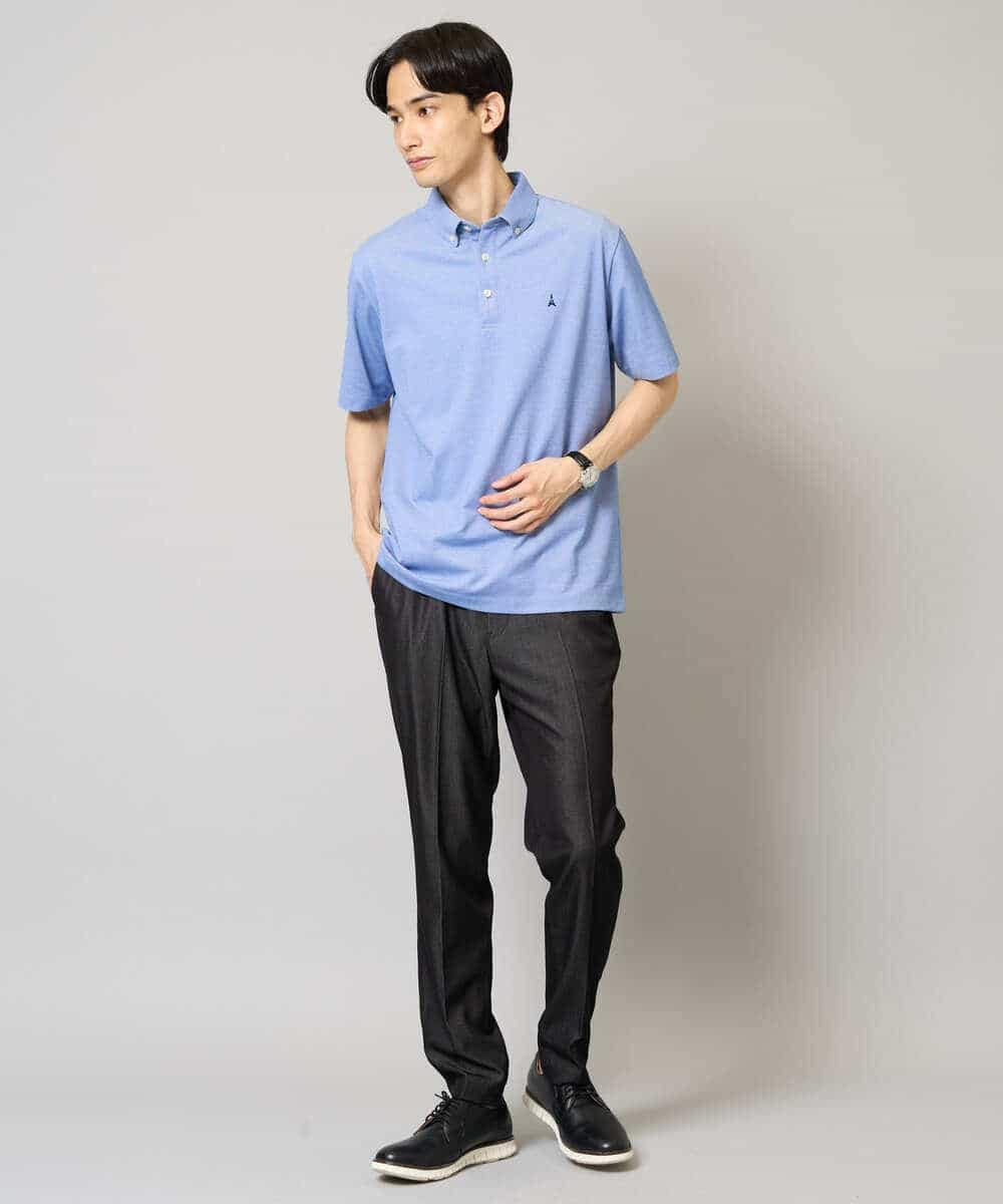 KHKHA45044 a.v.v MEN(アー・ヴェ・ヴェ) 【イージーケア/接触冷感/毛玉になりにくい】ワンポイント刺繍バーズアイポロシャツ ブラウン