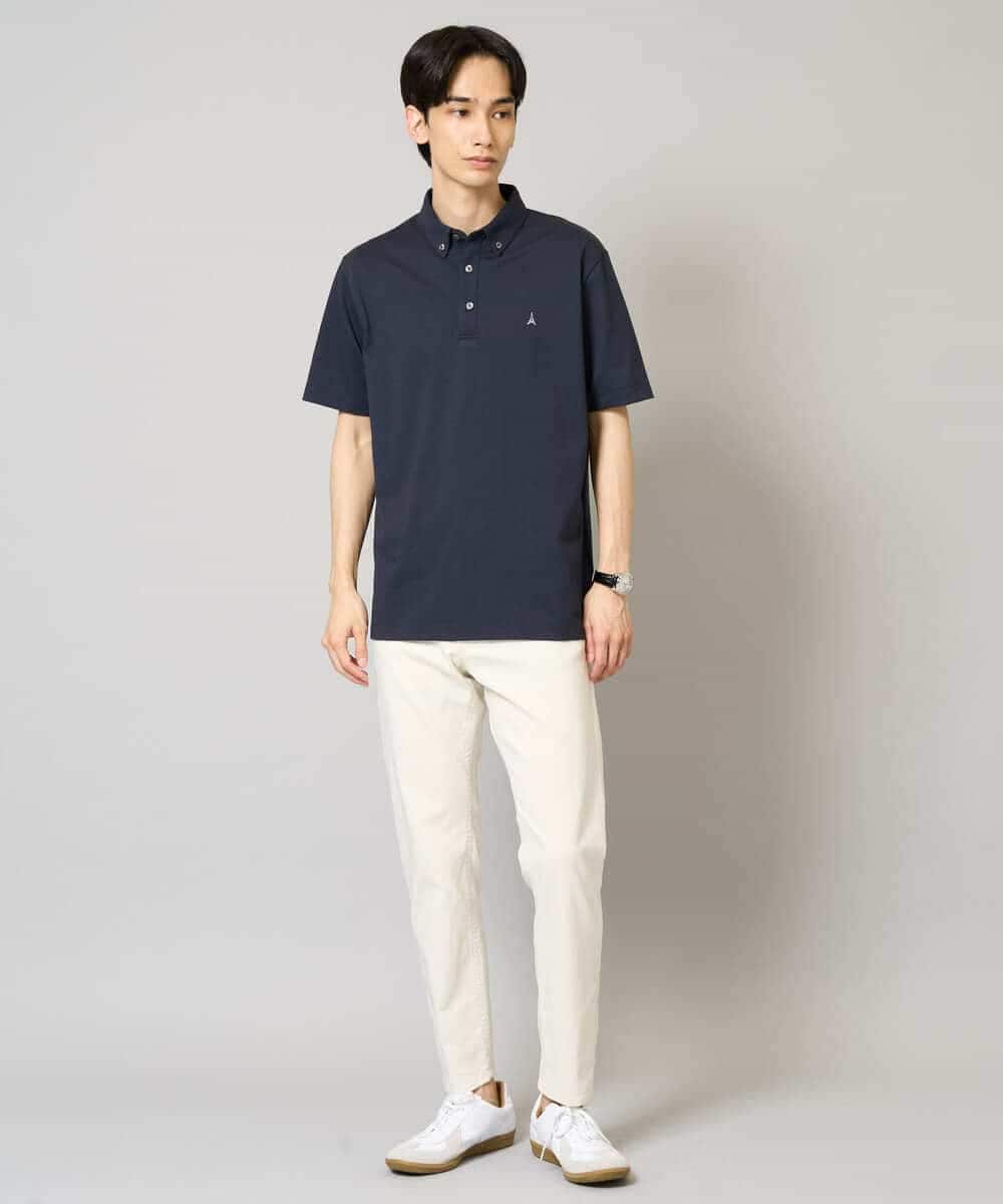 KHKHA45044 a.v.v MEN(アー・ヴェ・ヴェ) 【イージーケア/接触冷感/毛玉になりにくい】ワンポイント刺繍バーズアイポロシャツ ブラウン