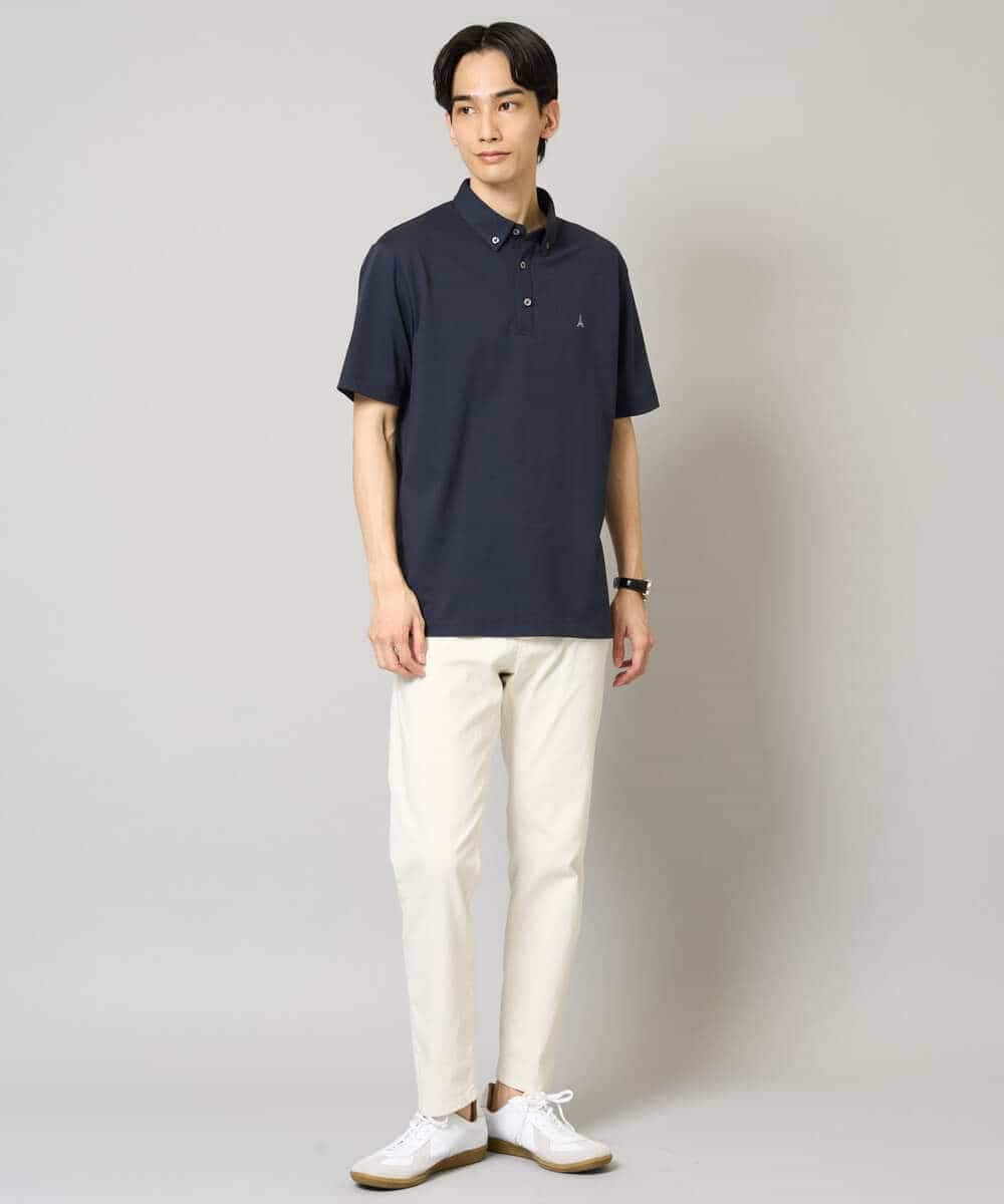 KHKHA45044 a.v.v MEN(アー・ヴェ・ヴェ) 【イージーケア/接触冷感/毛玉になりにくい】ワンポイント刺繍バーズアイポロシャツ ブラウン