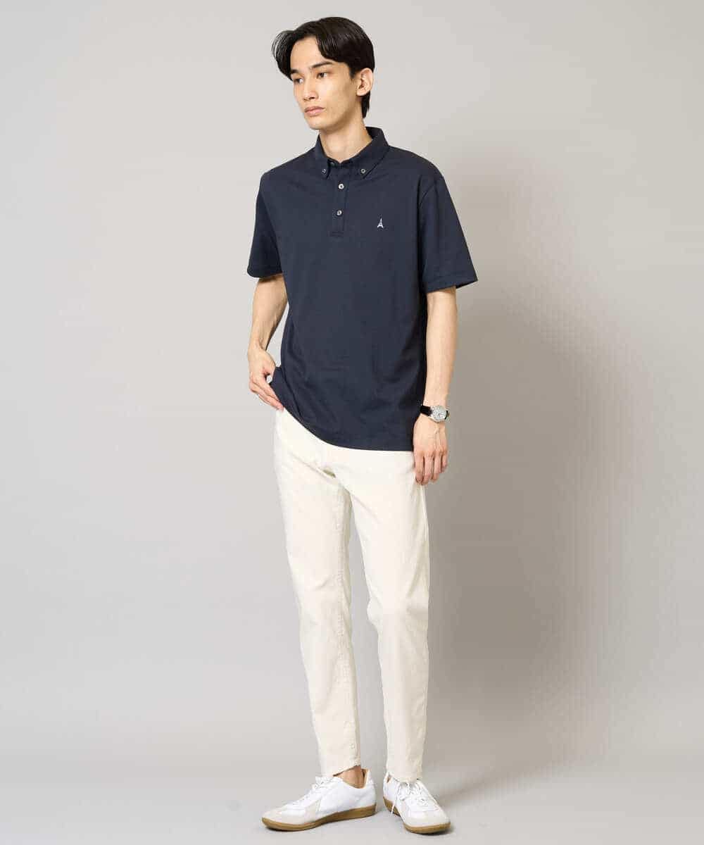 KHKHA45044 a.v.v MEN(アー・ヴェ・ヴェ) 【イージーケア/接触冷感/毛玉になりにくい】ワンポイント刺繍バーズアイポロシャツ ブラウン