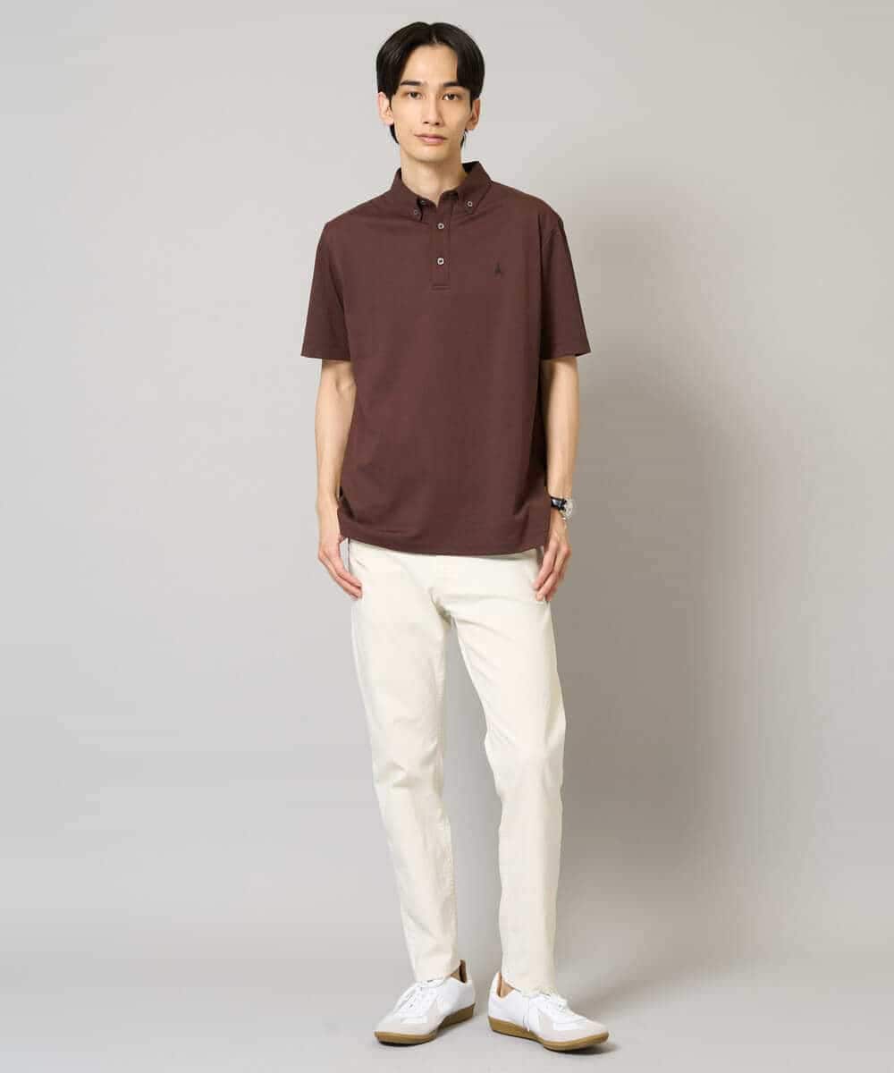 KHKHA45044 a.v.v MEN(アー・ヴェ・ヴェ) 【イージーケア/接触冷感/毛玉になりにくい】ワンポイント刺繍バーズアイポロシャツ ブラウン