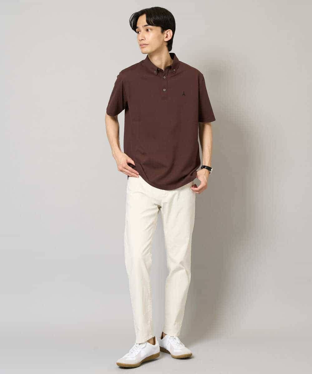 KHKHA45044 a.v.v MEN(アー・ヴェ・ヴェ) 【イージーケア/接触冷感/毛玉になりにくい】ワンポイント刺繍バーズアイポロシャツ ブラウン