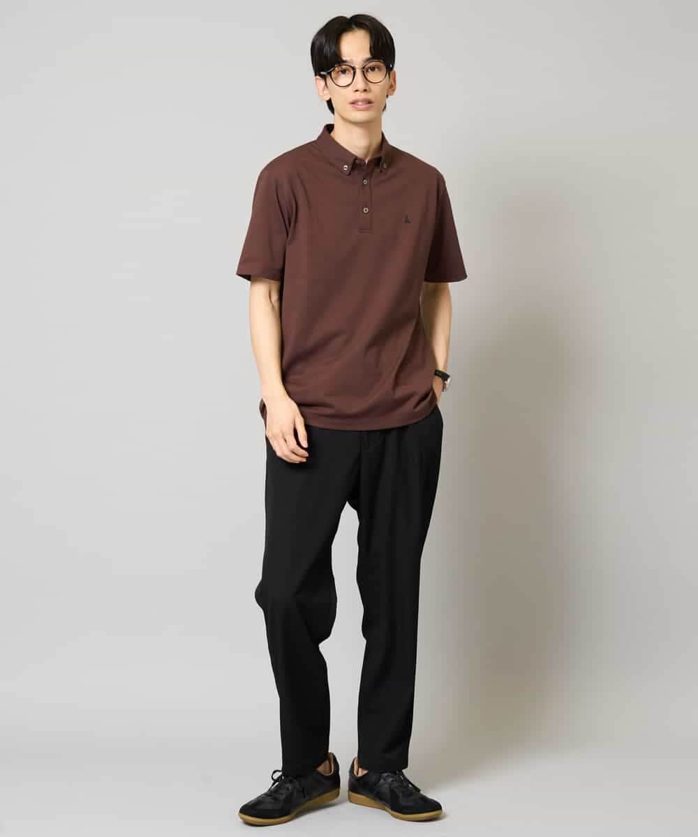 KHKHA45044 a.v.v MEN(アー・ヴェ・ヴェ) 【イージーケア/接触冷感/毛玉になりにくい】ワンポイント刺繍バーズアイポロシャツ ブラウン