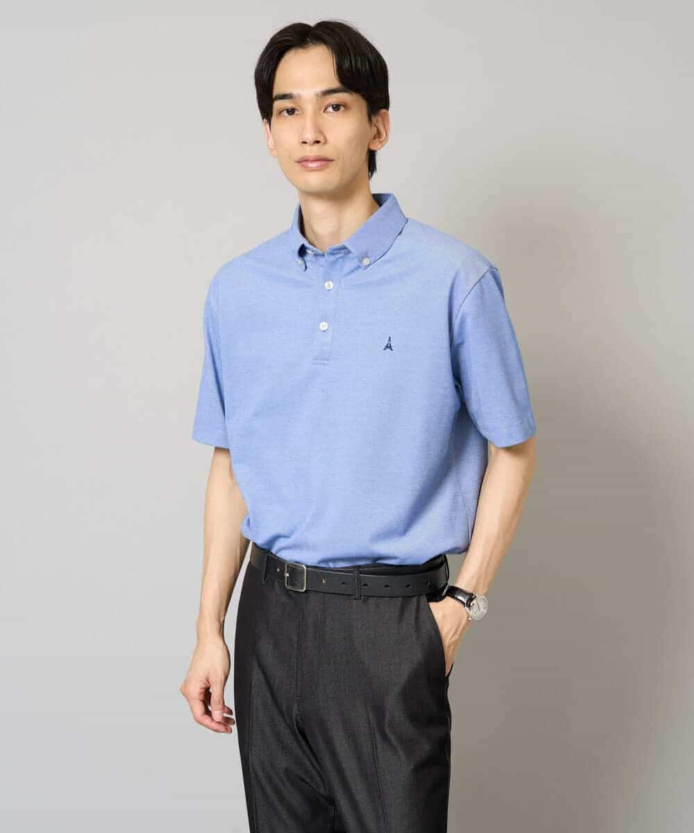 KHKHA45044 a.v.v MEN(アー・ヴェ・ヴェ) 【イージーケア/接触冷感/毛玉になりにくい】ワンポイント刺繍バーズアイポロシャツ ブラウン