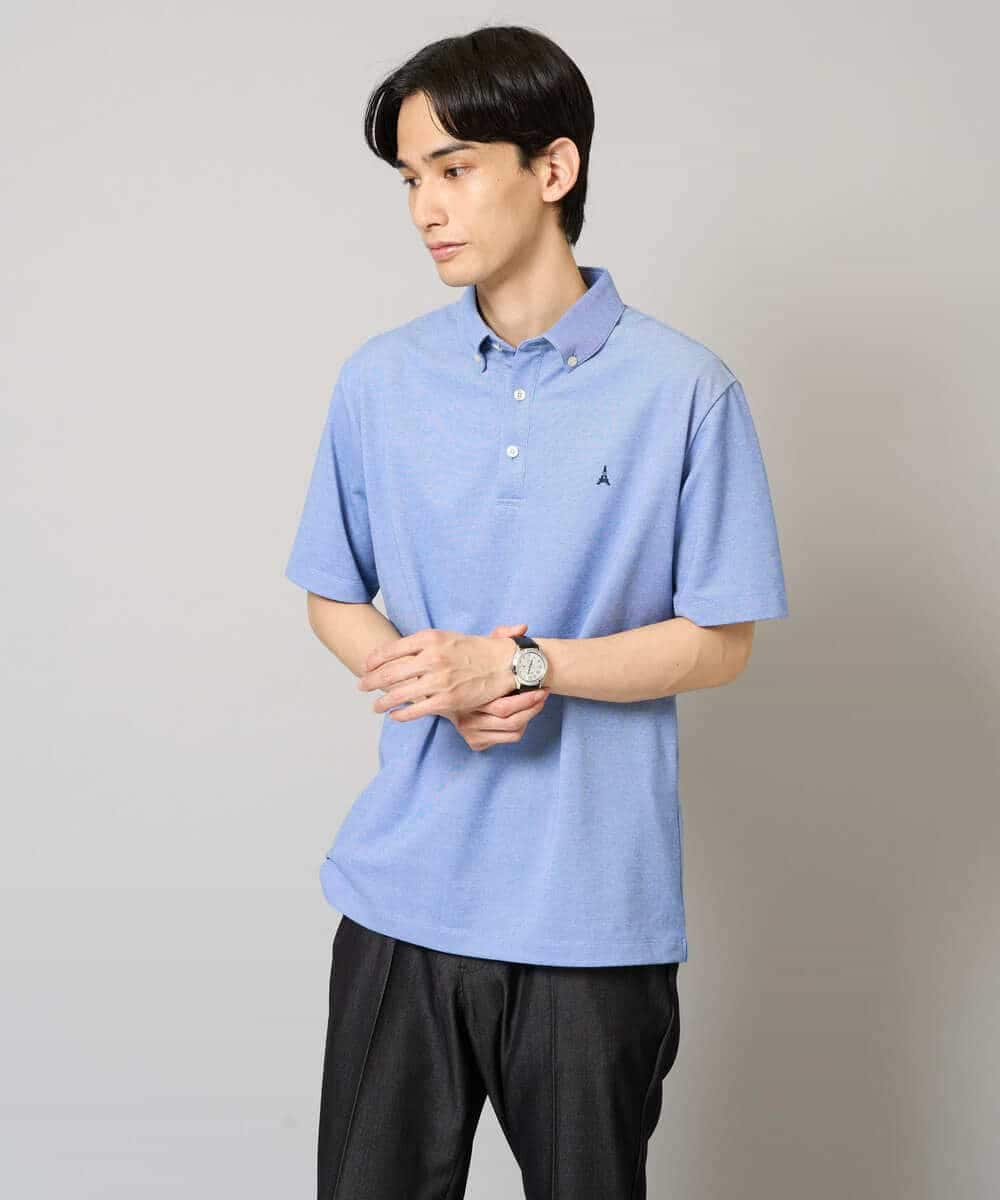 KHKHA45044 a.v.v MEN(アー・ヴェ・ヴェ) 【イージーケア/接触冷感/毛玉になりにくい】ワンポイント刺繍バーズアイポロシャツ ブラウン