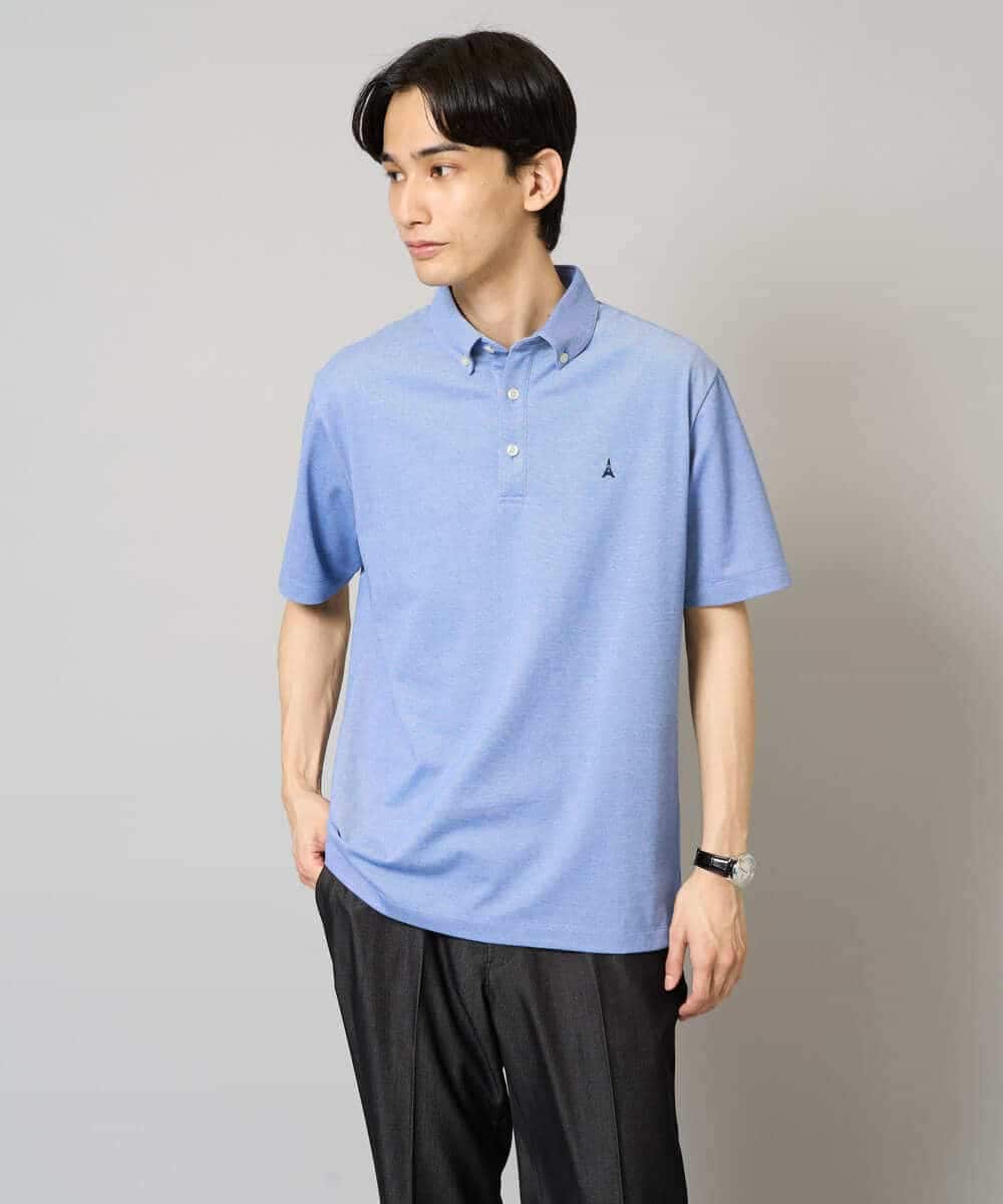 KHKHA45044 a.v.v MEN(アー・ヴェ・ヴェ) 【イージーケア/接触冷感/毛玉になりにくい】ワンポイント刺繍バーズアイポロシャツ ブラウン