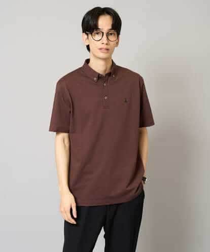 KHKHA45044 a.v.v MEN 【イージーケア/接触冷感/毛玉になりにくい】ワンポイント刺繍バーズアイポロシャツ