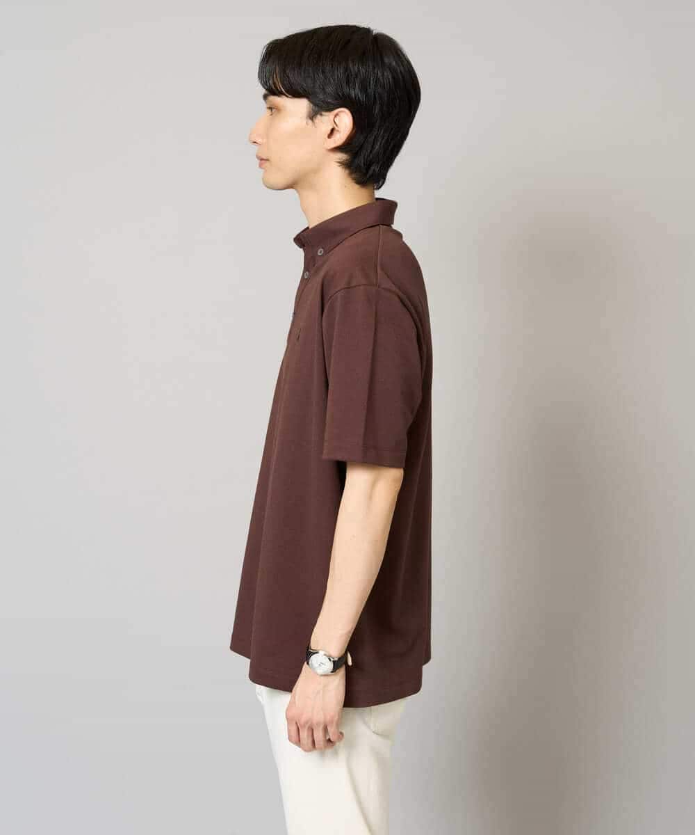 KHKHA45044 a.v.v MEN(アー・ヴェ・ヴェ) 【イージーケア/接触冷感/毛玉になりにくい】ワンポイント刺繍バーズアイポロシャツ ブラウン