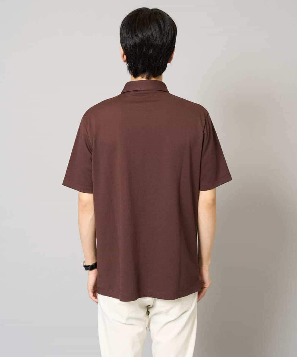 KHKHA45044 a.v.v MEN(アー・ヴェ・ヴェ) 【イージーケア/接触冷感/毛玉になりにくい】ワンポイント刺繍バーズアイポロシャツ ブラウン