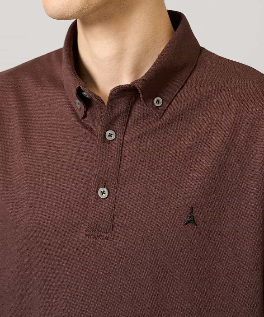 KHKHA45044 a.v.v MEN(アー・ヴェ・ヴェ) 【イージーケア/接触冷感/毛玉になりにくい】ワンポイント刺繍バーズアイポロシャツ ブラウン