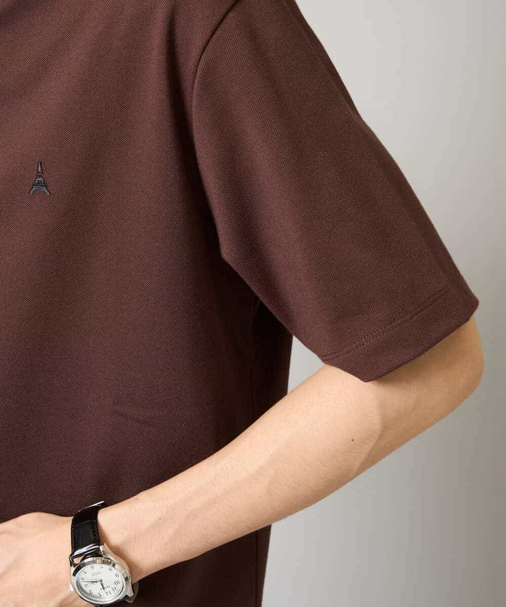 KHKHA45044 a.v.v MEN(アー・ヴェ・ヴェ) 【イージーケア/接触冷感/毛玉になりにくい】ワンポイント刺繍バーズアイポロシャツ ブラウン