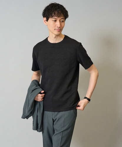KHKHA71044 a.v.v MEN 【接触冷感/イージーケア】キカジャカードクルーネックカットソー〈SMART SERIES〉通勤　ビジネス　ジャケット