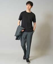 KHKHA71044 a.v.v MEN(アー・ヴェ・ヴェ) 【接触冷感/イージーケア】キカジャカードクルーネックカットソー〈SMART SERIES〉通勤　ビジネス　ジャケット ブラック