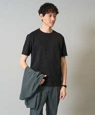KHKHA71044 a.v.v MEN(アー・ヴェ・ヴェ) 【接触冷感/イージーケア】キカジャカードクルーネックカットソー〈SMART SERIES〉通勤　ビジネス　ジャケット ブラック