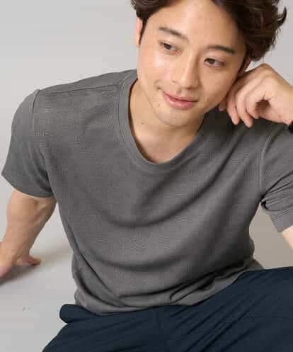 KHKHA71044 a.v.v MEN 【接触冷感/イージーケア】キカジャカードクルーネックカットソー〈SMART SERIES〉