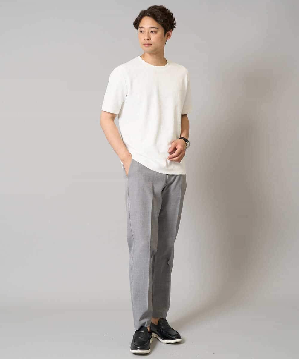 KHKHA71044 a.v.v MEN(アー・ヴェ・ヴェ) 【接触冷感/イージーケア】キカジャカードクルーネックカットソー〈SMART SERIES〉 ブラック