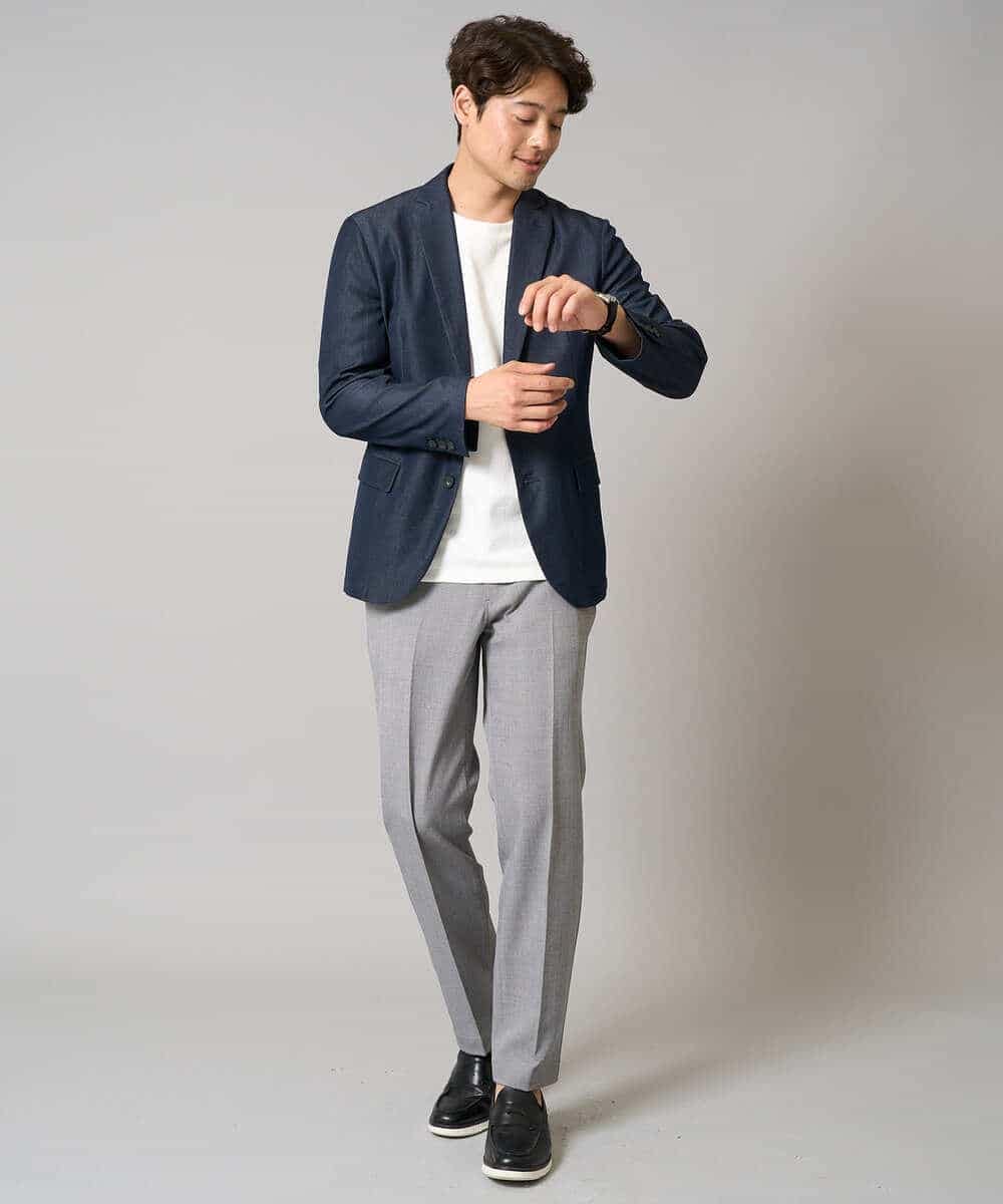 KHKHA71044 a.v.v MEN(アー・ヴェ・ヴェ) 【接触冷感/イージーケア】キカジャカードクルーネックカットソー〈SMART SERIES〉 ブラック