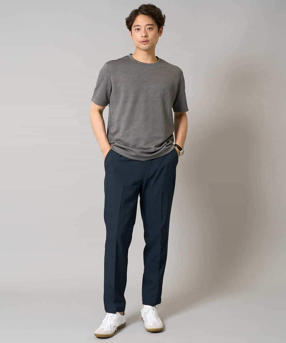 KHKHA71044 a.v.v MEN(アー・ヴェ・ヴェ) 【接触冷感/イージーケア】キカジャカードクルーネックカットソー〈SMART SERIES〉 ブラック