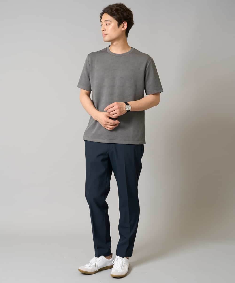 KHKHA71044 a.v.v MEN(アー・ヴェ・ヴェ) 【接触冷感/イージーケア】キカジャカードクルーネックカットソー〈SMART SERIES〉 ブラック