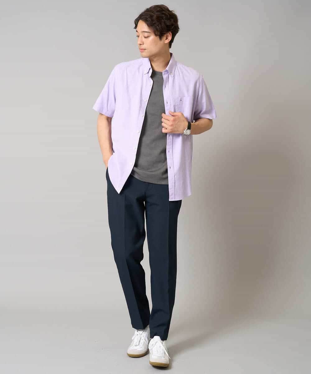 KHKHA71044 a.v.v MEN(アー・ヴェ・ヴェ) 【接触冷感/イージーケア】キカジャカードクルーネックカットソー〈SMART SERIES〉 ブラック