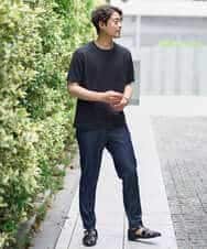 KHKHA71044 a.v.v MEN(アー・ヴェ・ヴェ) 【接触冷感/イージーケア】キカジャカードクルーネックカットソー〈SMART SERIES〉 ブラック