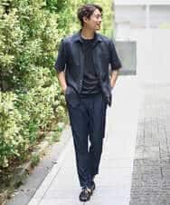 KHKHA71044 a.v.v MEN(アー・ヴェ・ヴェ) 【接触冷感/イージーケア】キカジャカードクルーネックカットソー〈SMART SERIES〉 ブラック